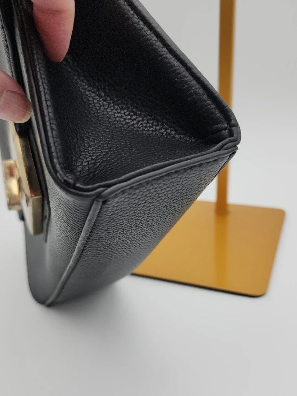 Aldo Black Pebbled Crossbody with Gold Turn-Lock Accent